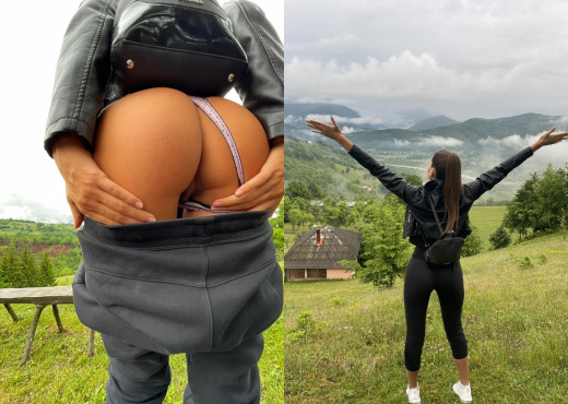 Perfect view and perfect ass and shaved pussy flashing - Yoya Grey - Hardcore Picture Gallery