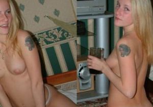 Skinny amateur blonde with tiny tits