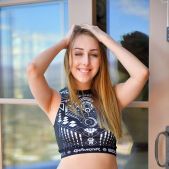 Naughty girlfriend Tyler pinches naked nipples and spreads ass by the pool