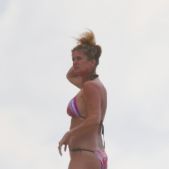 Rachel Hunter on a beach in New Zealand 3-19-17