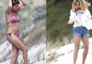 Rachel Hunter on a beach in New Zealand 3-19-17