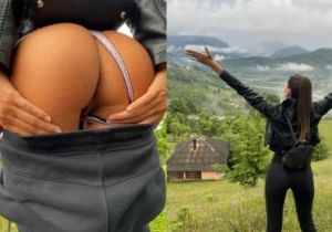 Perfect view and perfect ass and shaved pussy flashing - Yoya Grey